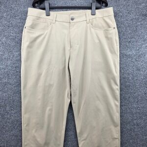 Lululemon Commission Slim Fit Pant 35 Tan Khaki Warpstreme LM5AQ9S Mens
